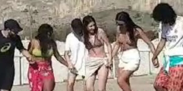 Very low quality photo of a group having fun lol