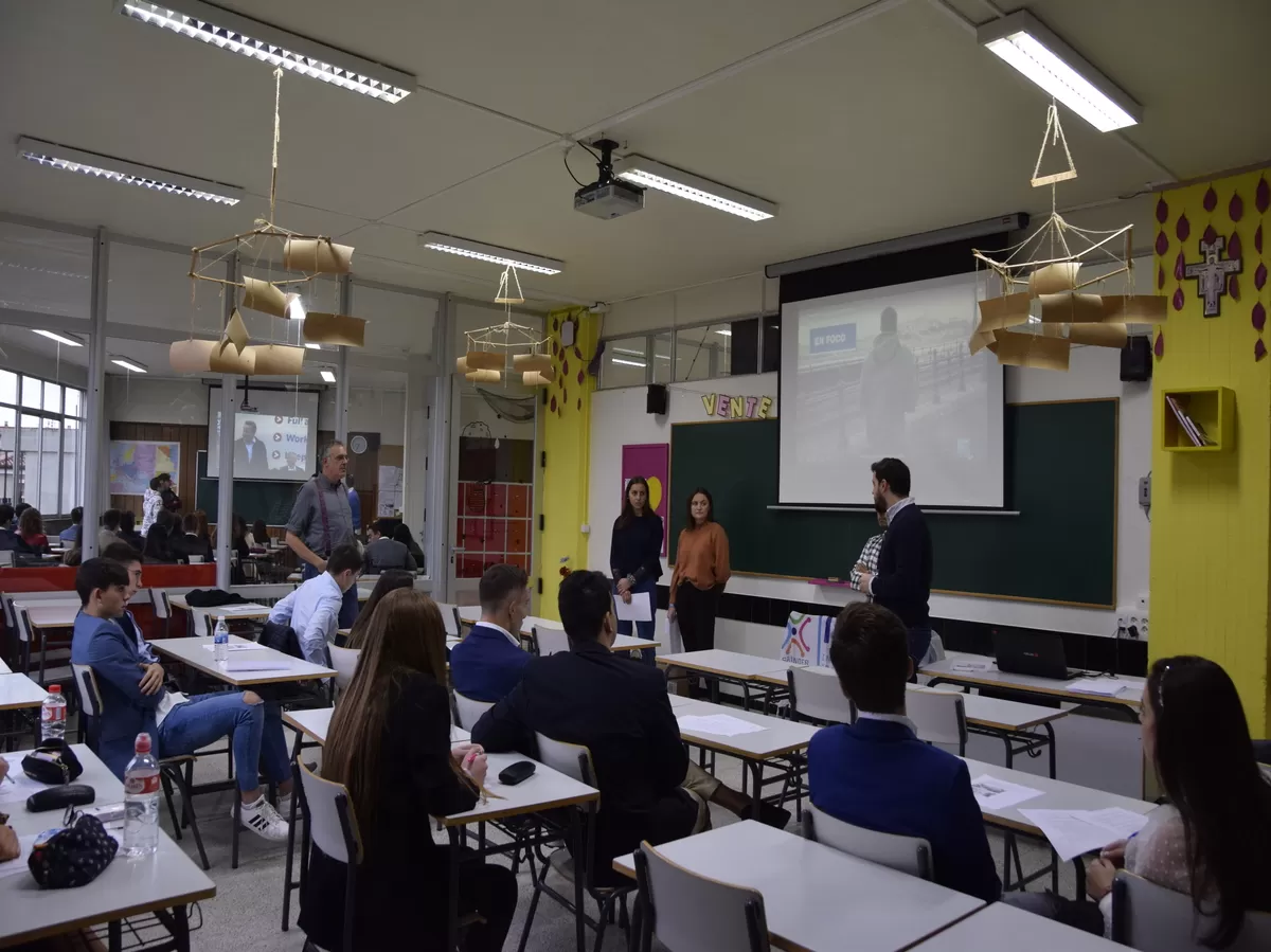 Group of international students in a classroom