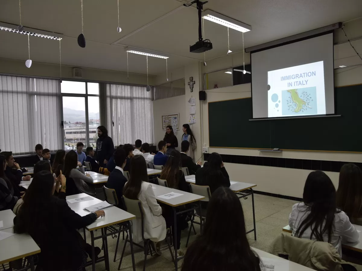 Group of international students in a classroom