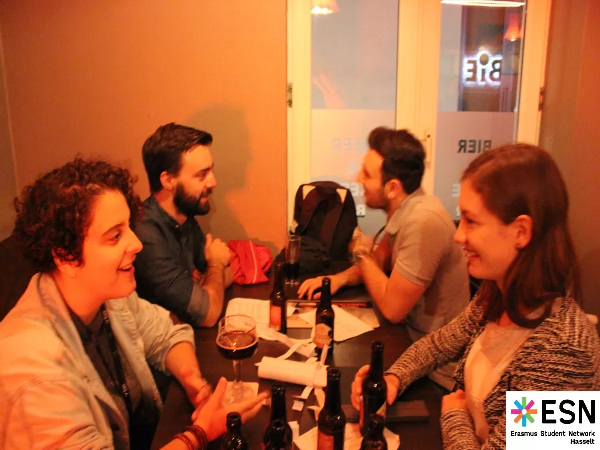 Group of international students  dating in pairs of two 