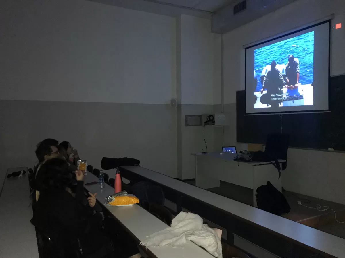 Erasmus student during the movi'es screening