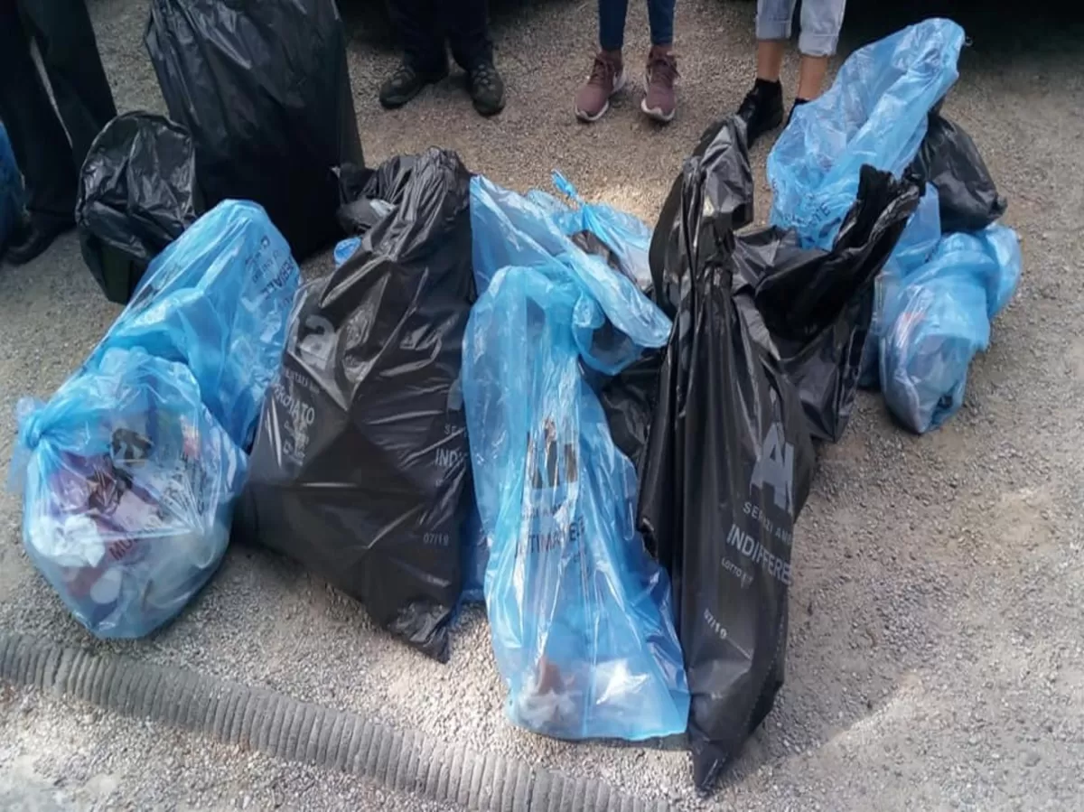 Trash bags collected by our group of international students