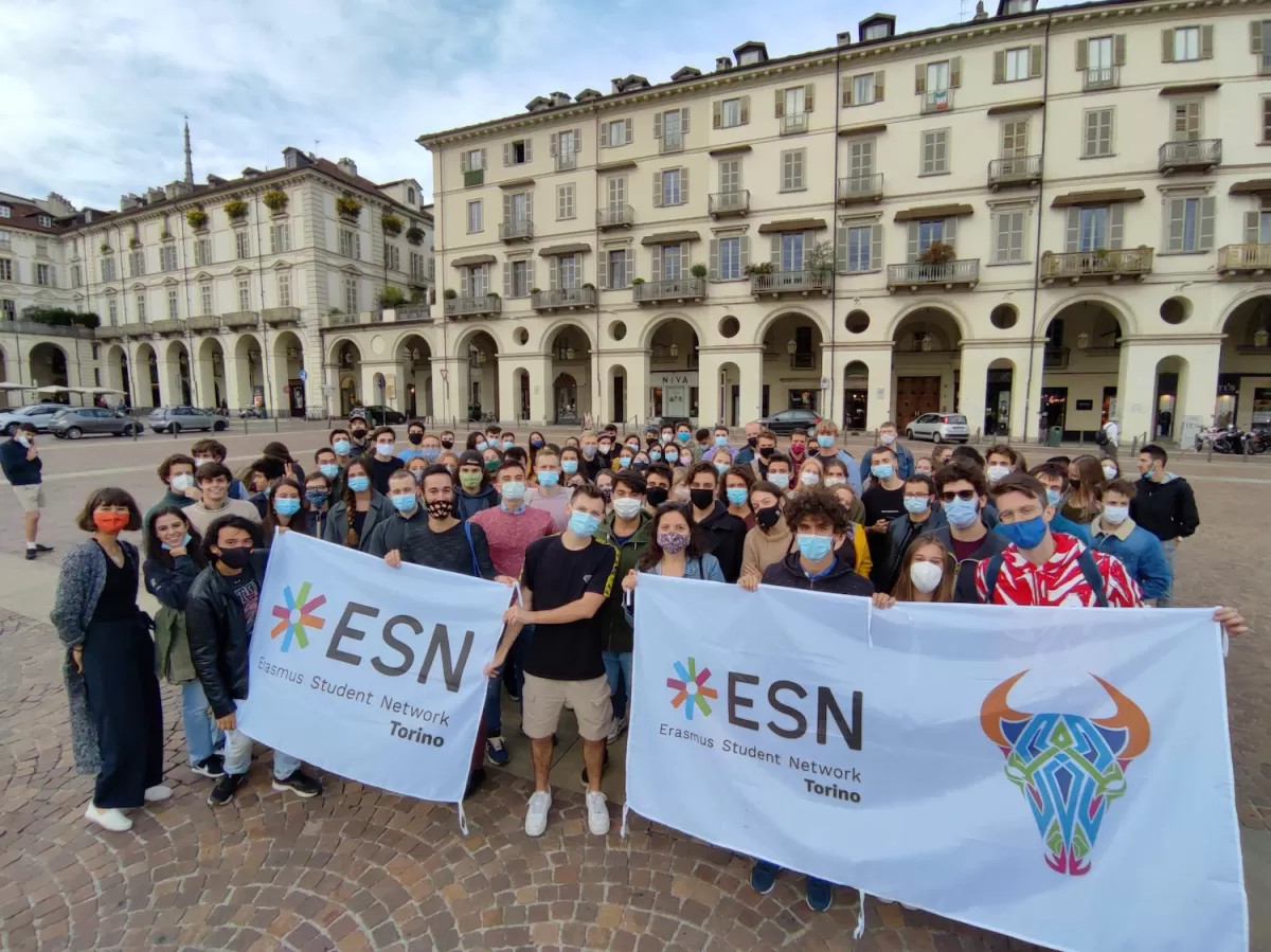 With Erasmus students in Piazza Vittorio
