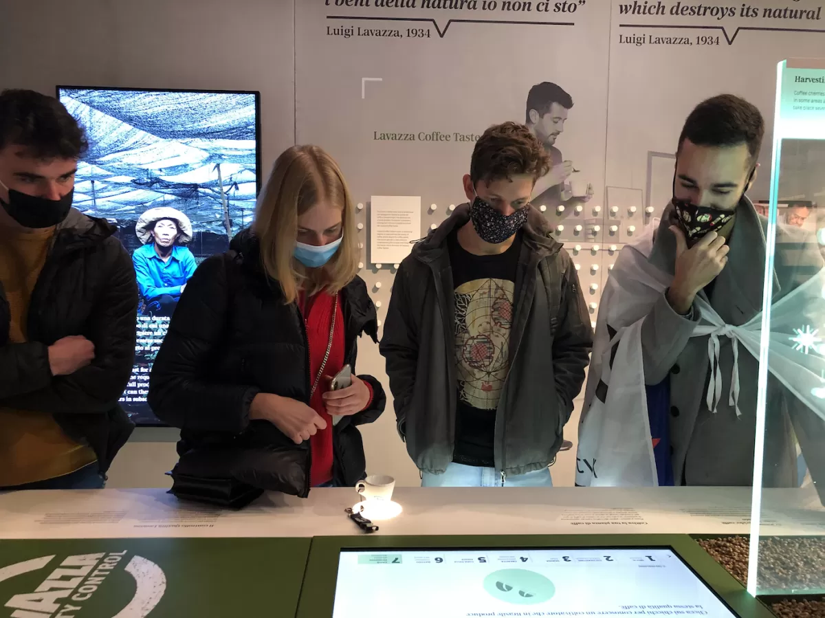 Erasmus students visiting Museo Lavazza