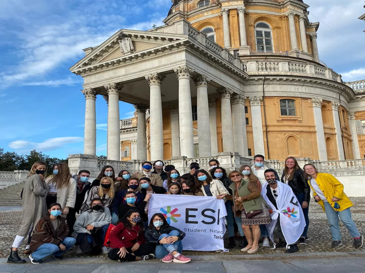 With Erasmus students in front of Basilica di Superga