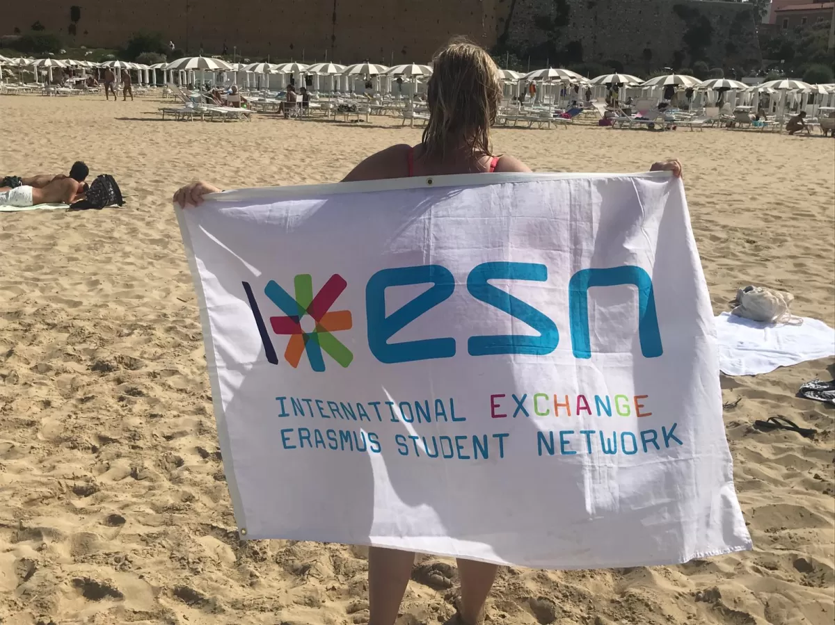 A girl posing with the ESN flag