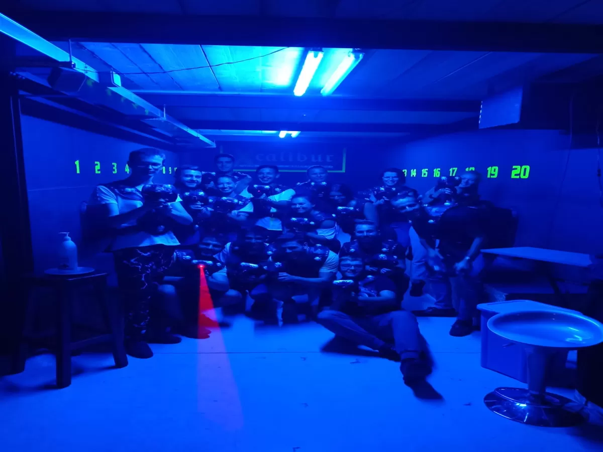 group of guys before playing laser-tag game