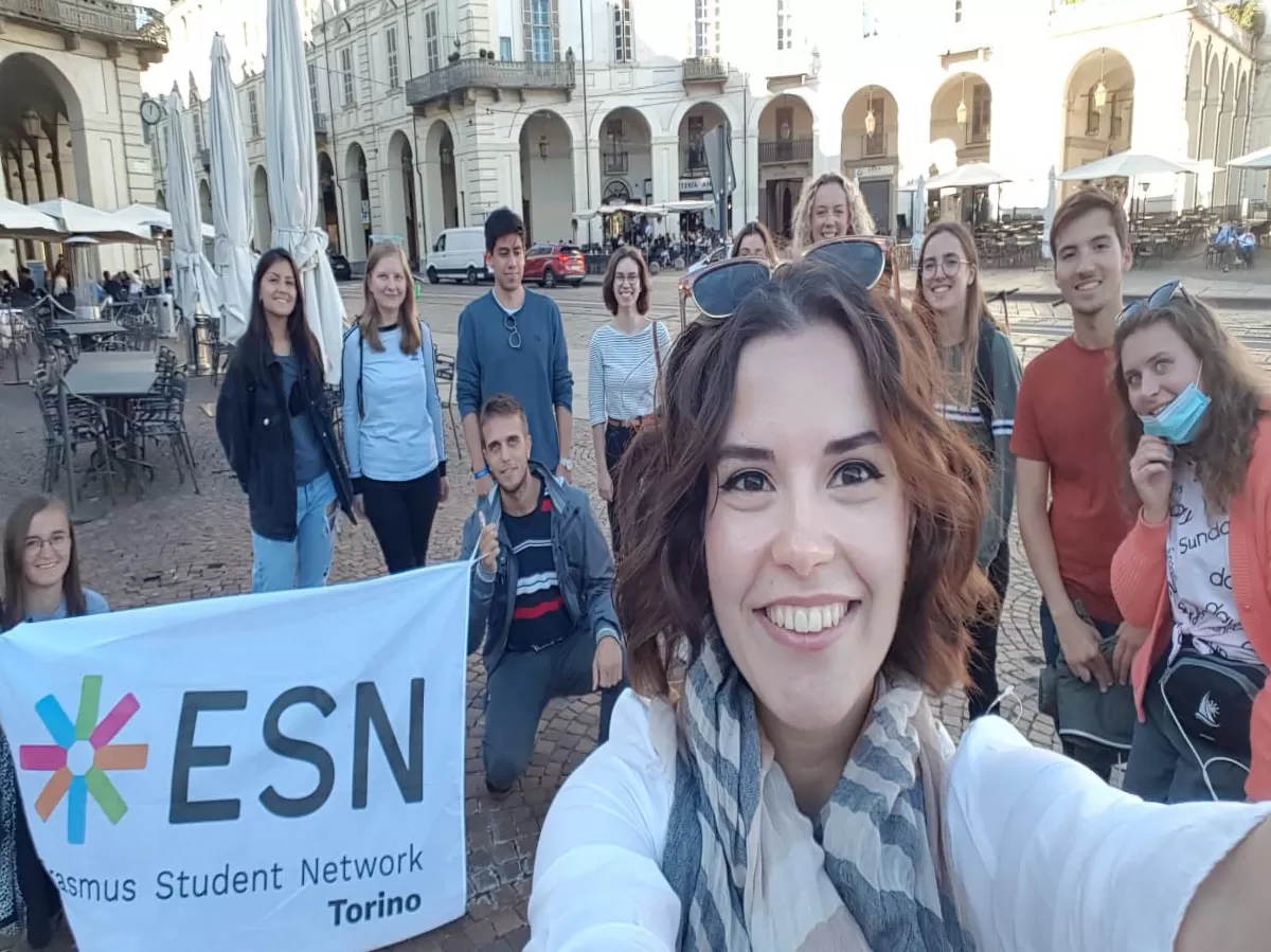 International students and volunteers in Piazza Vittorio