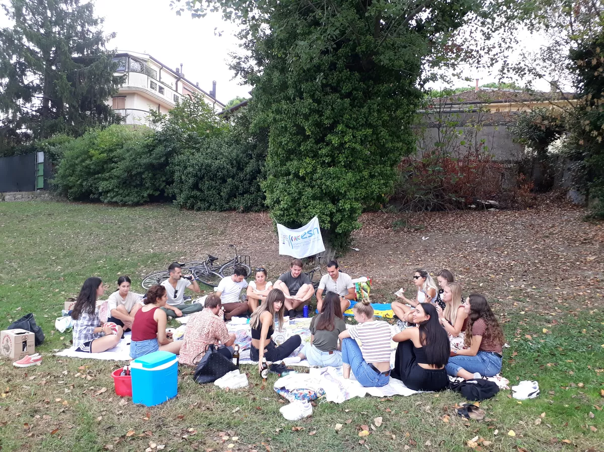 Erasmus and volunteers enjoying the picnic listening to music and talking to each other!