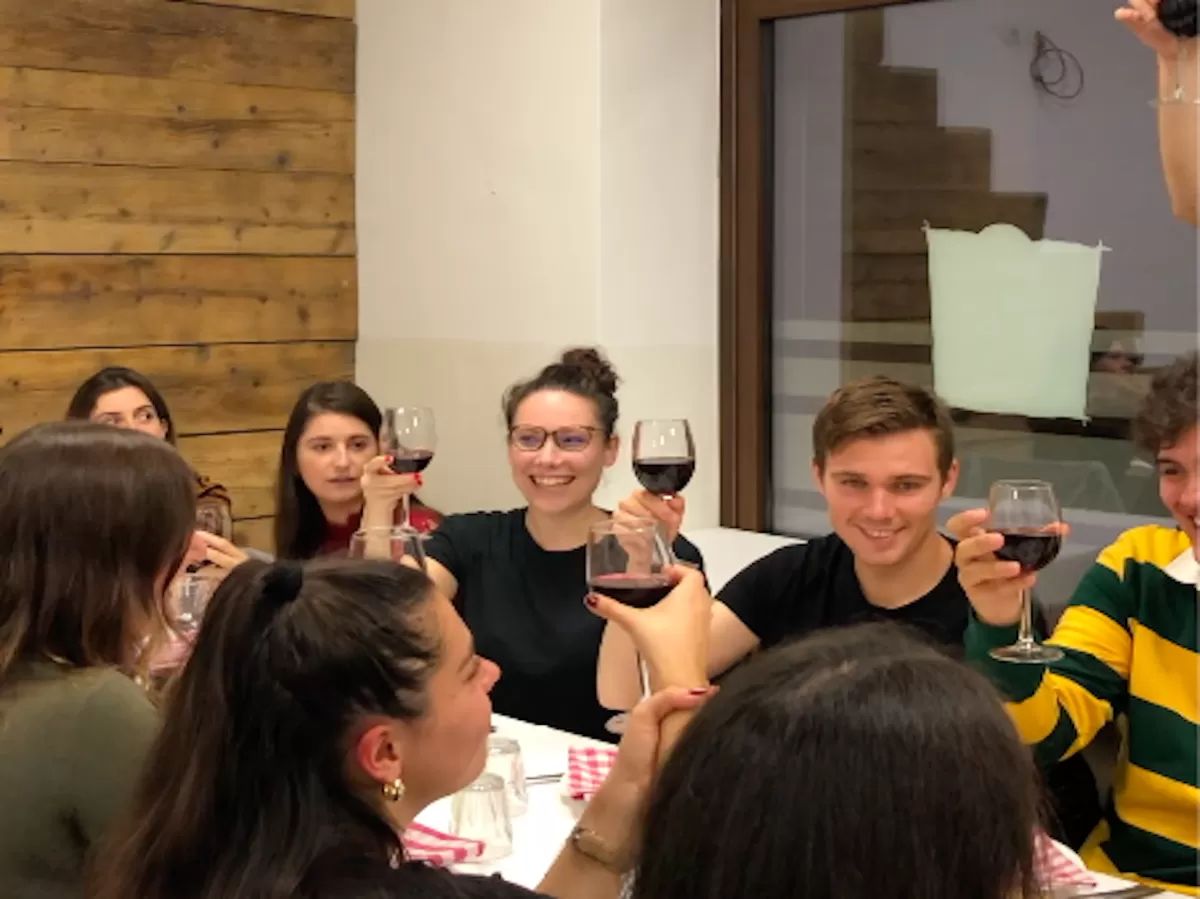 Erasmus enjoying Piedmontese dinner