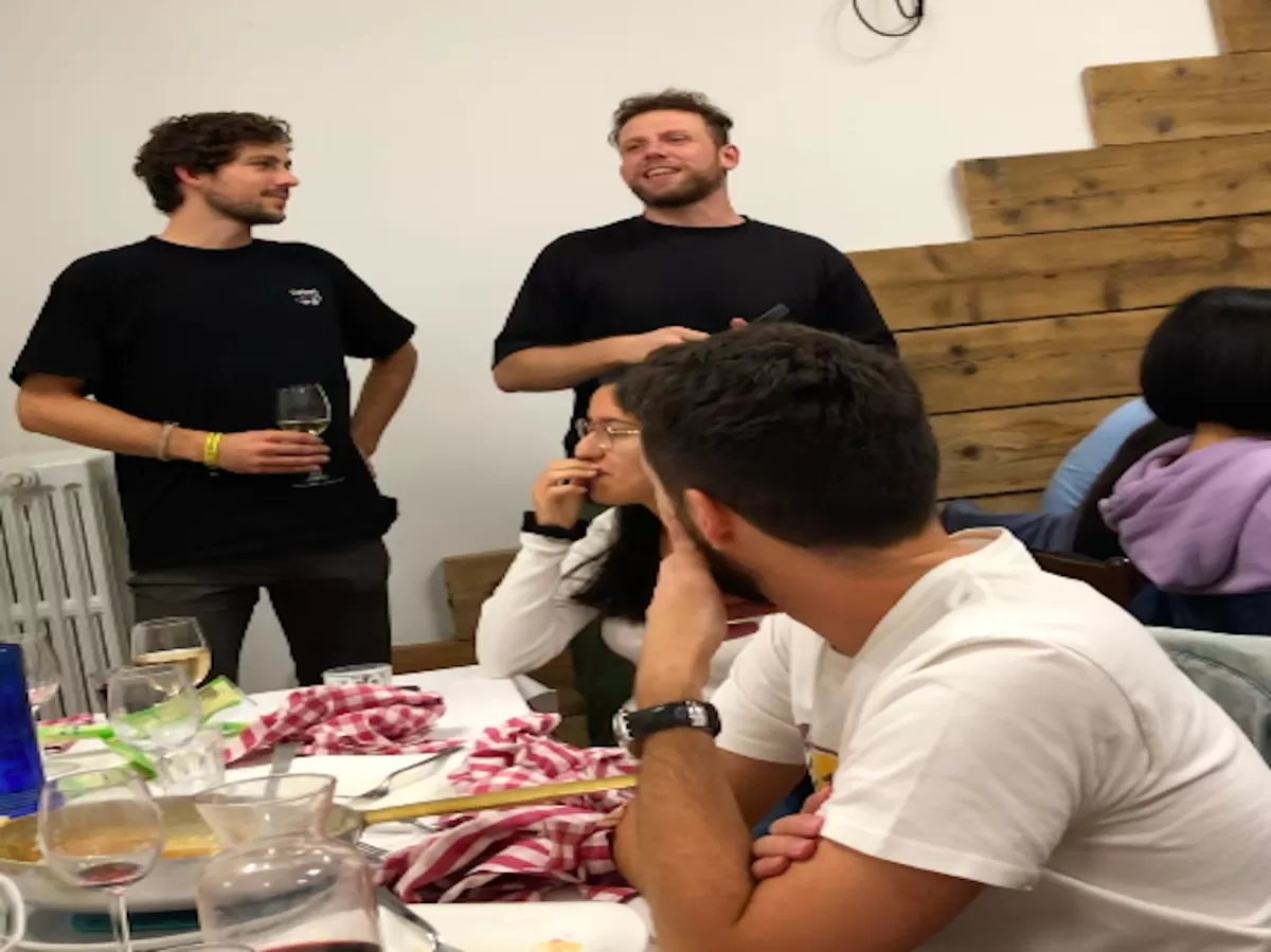 Erasmus enjoying Piedmontese dinner