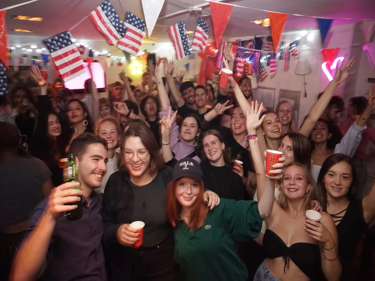 group photo at cocktail party