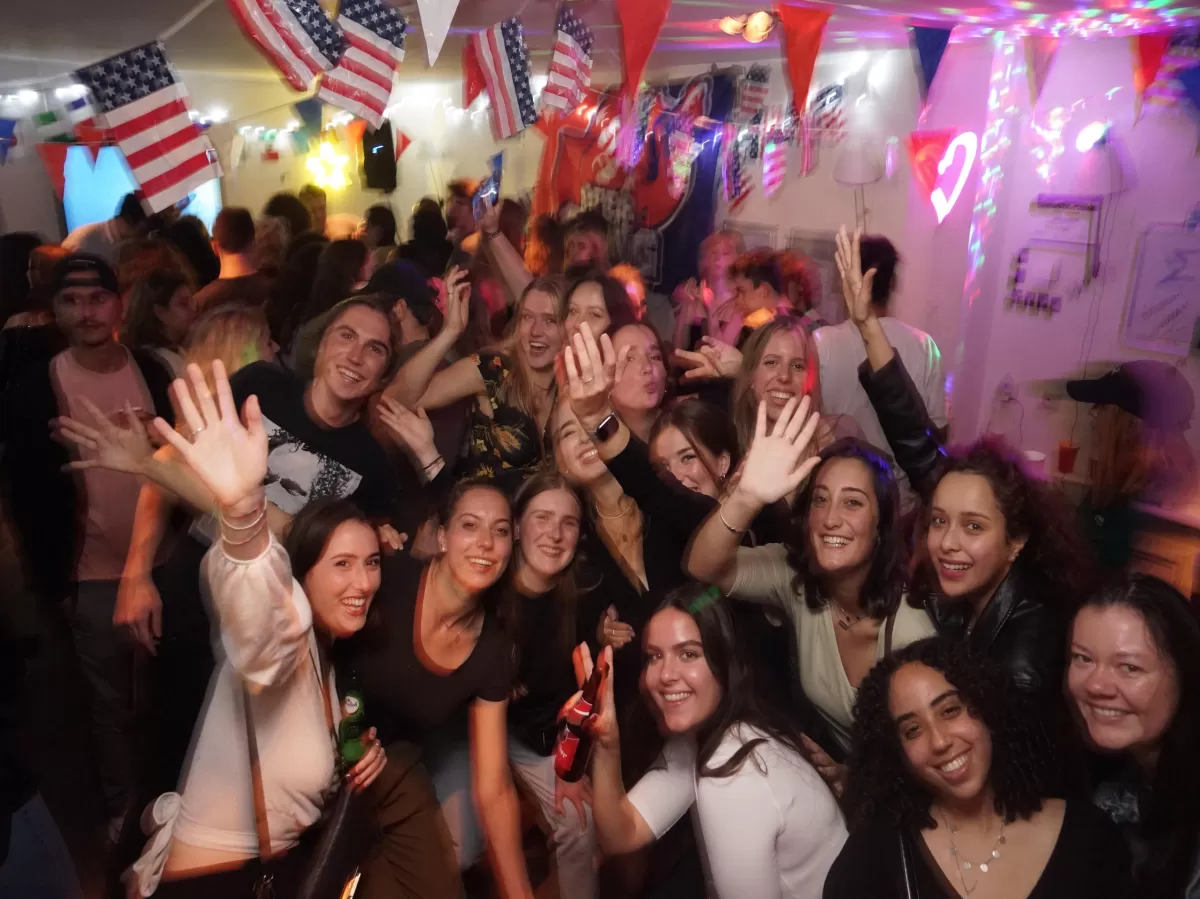 group photo at cocktail party