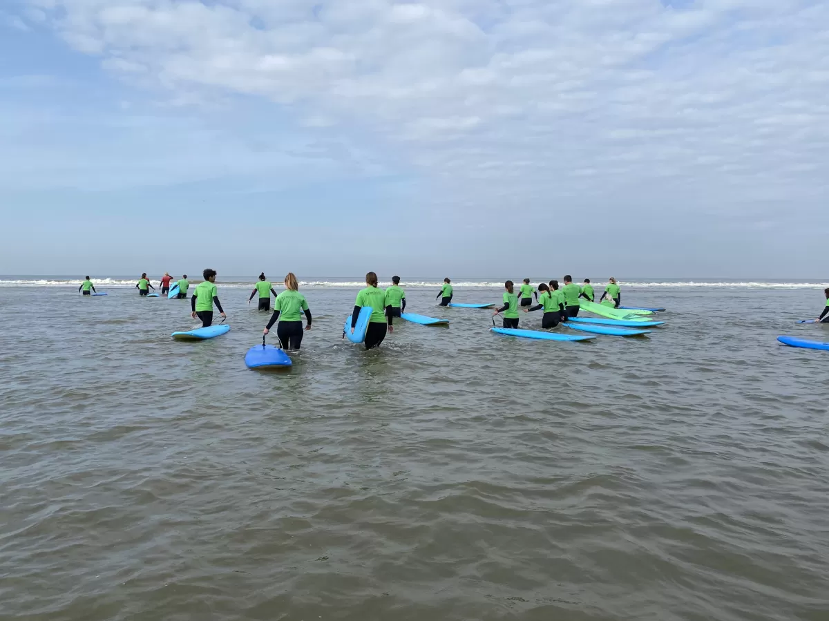 Going into the water with the boards