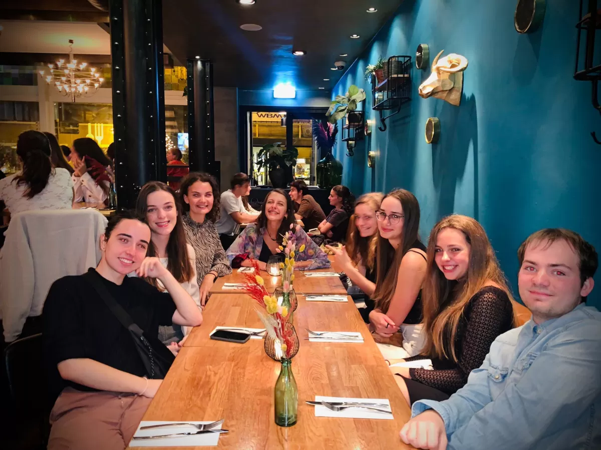 Group photo at introduction dinner