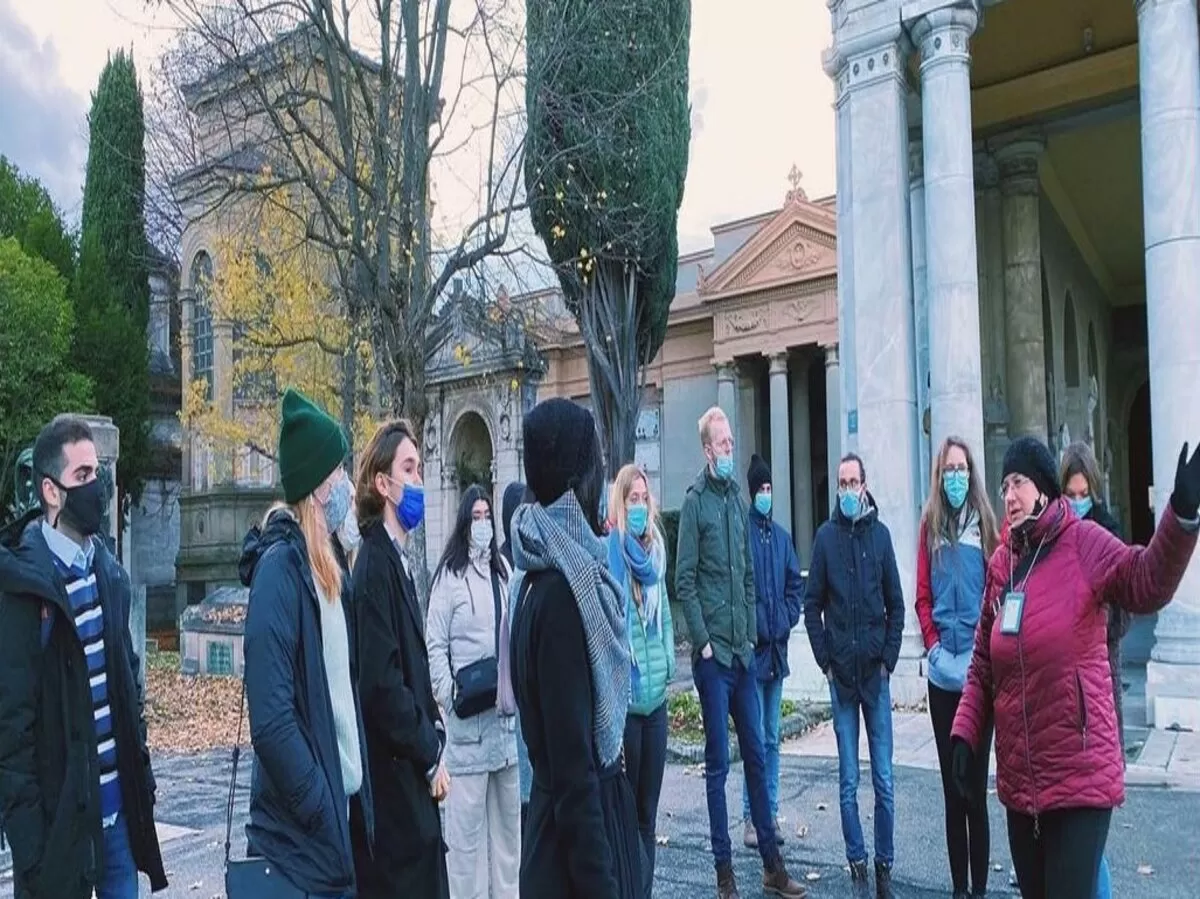 Guide showing one of the monuments