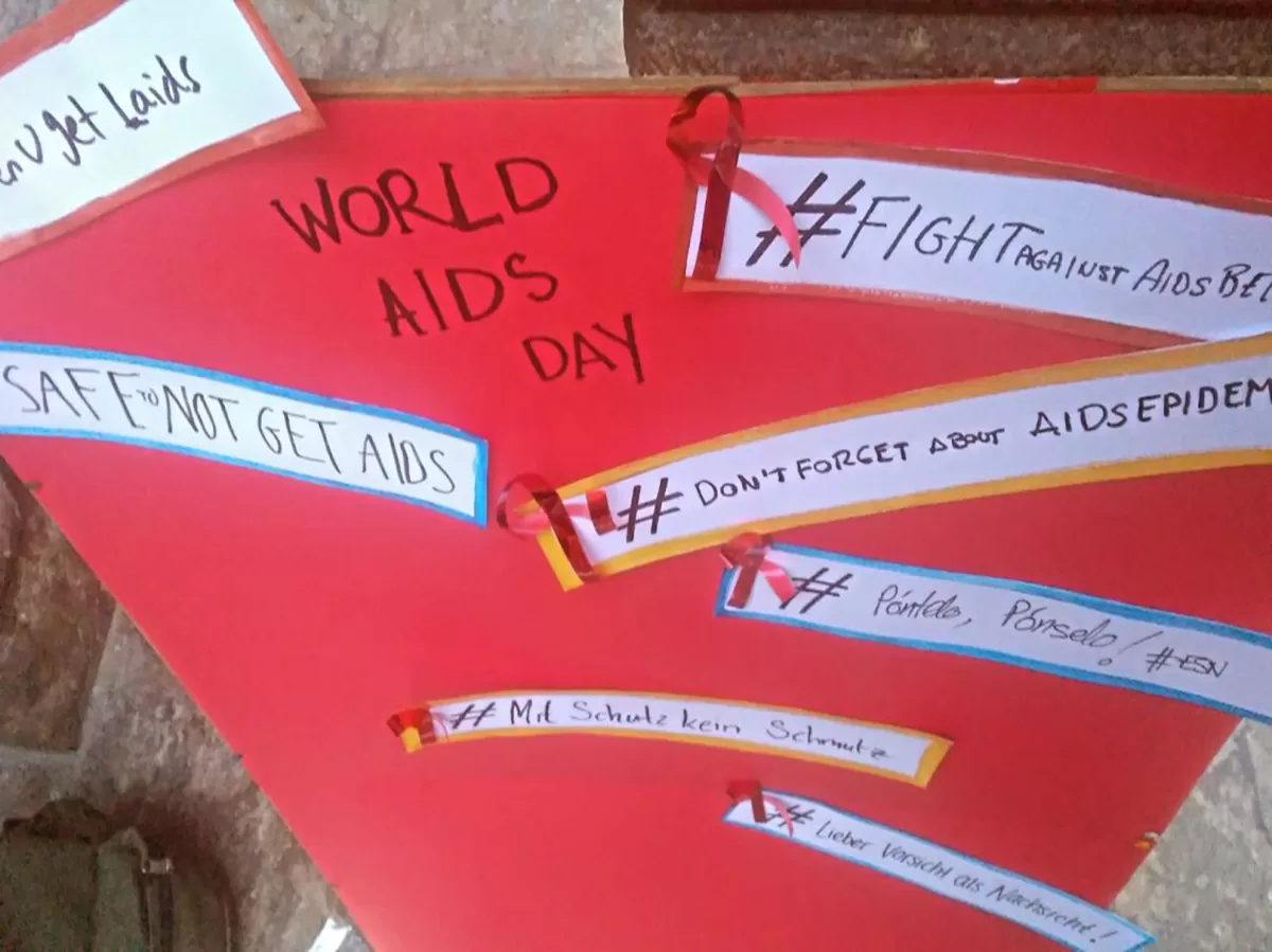 AIDS prevention-related hashtags written by international students in different languages