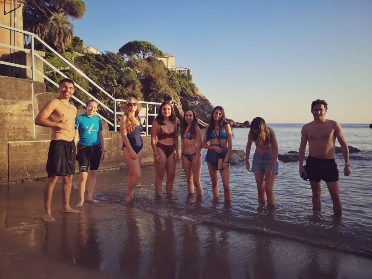 Our international students on the beach