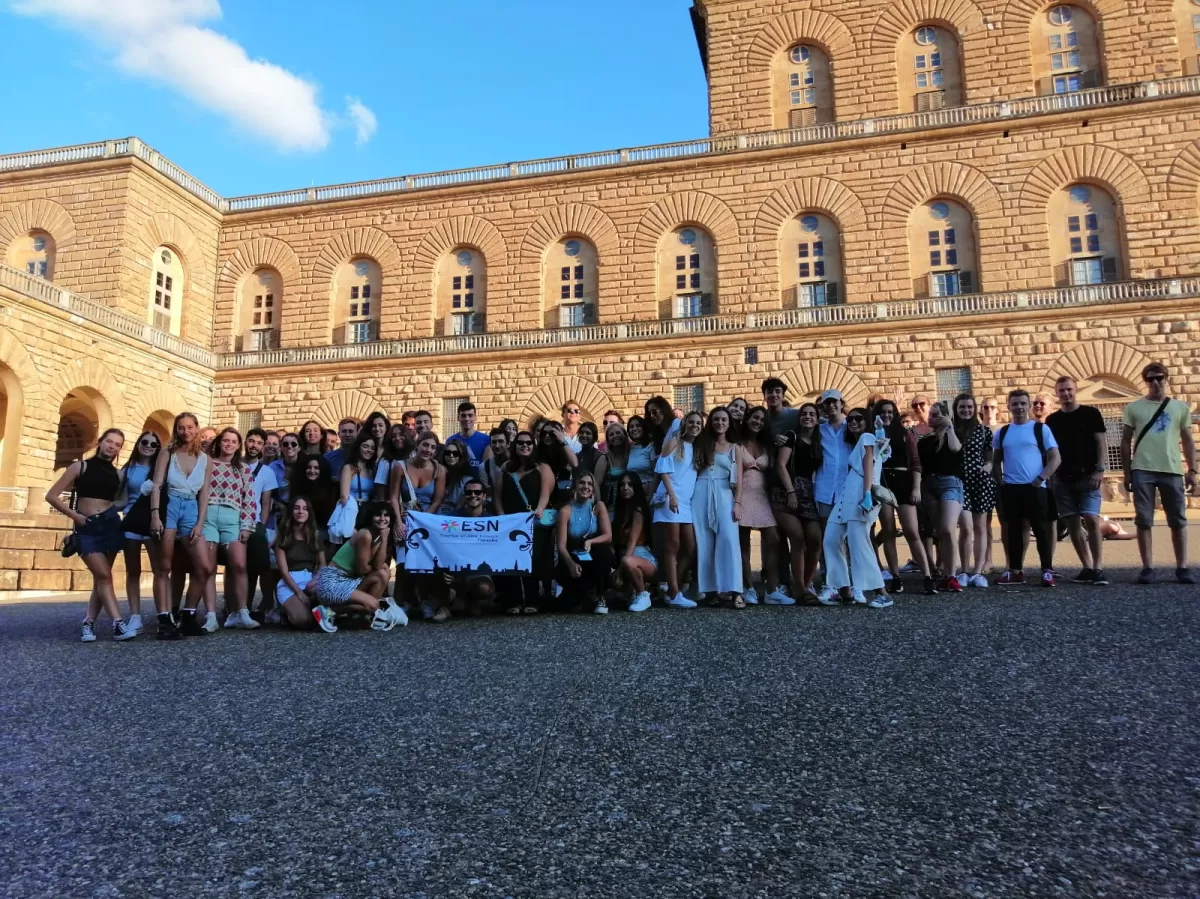 Group of international students Pitti Palace