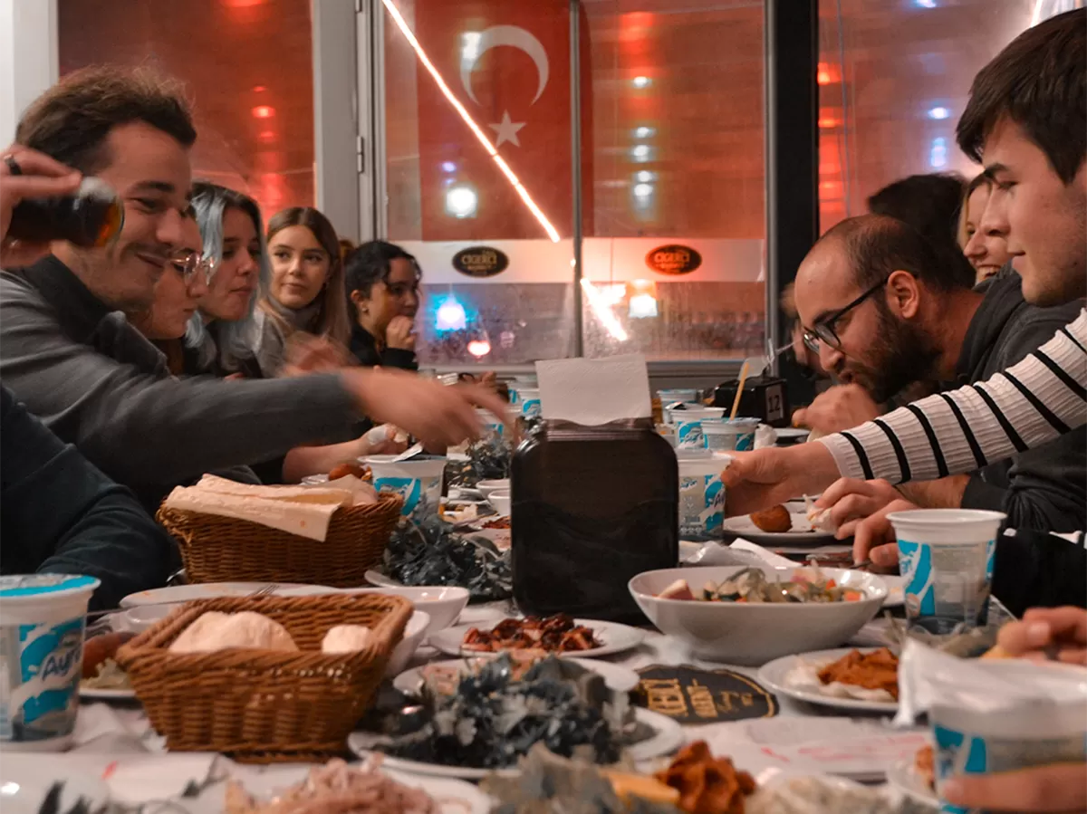 Participants are tasting traditional Turkish foods
