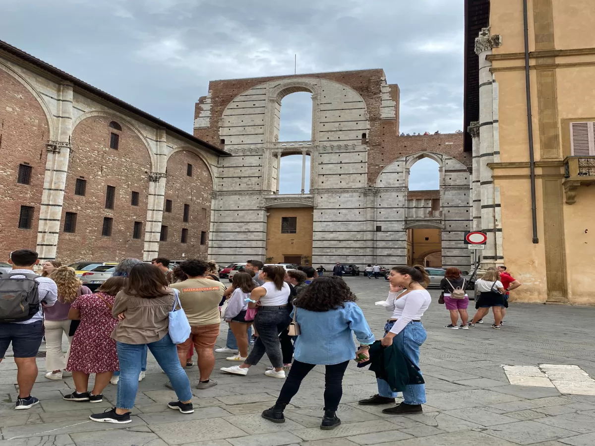Group of international students Siena Cathedral