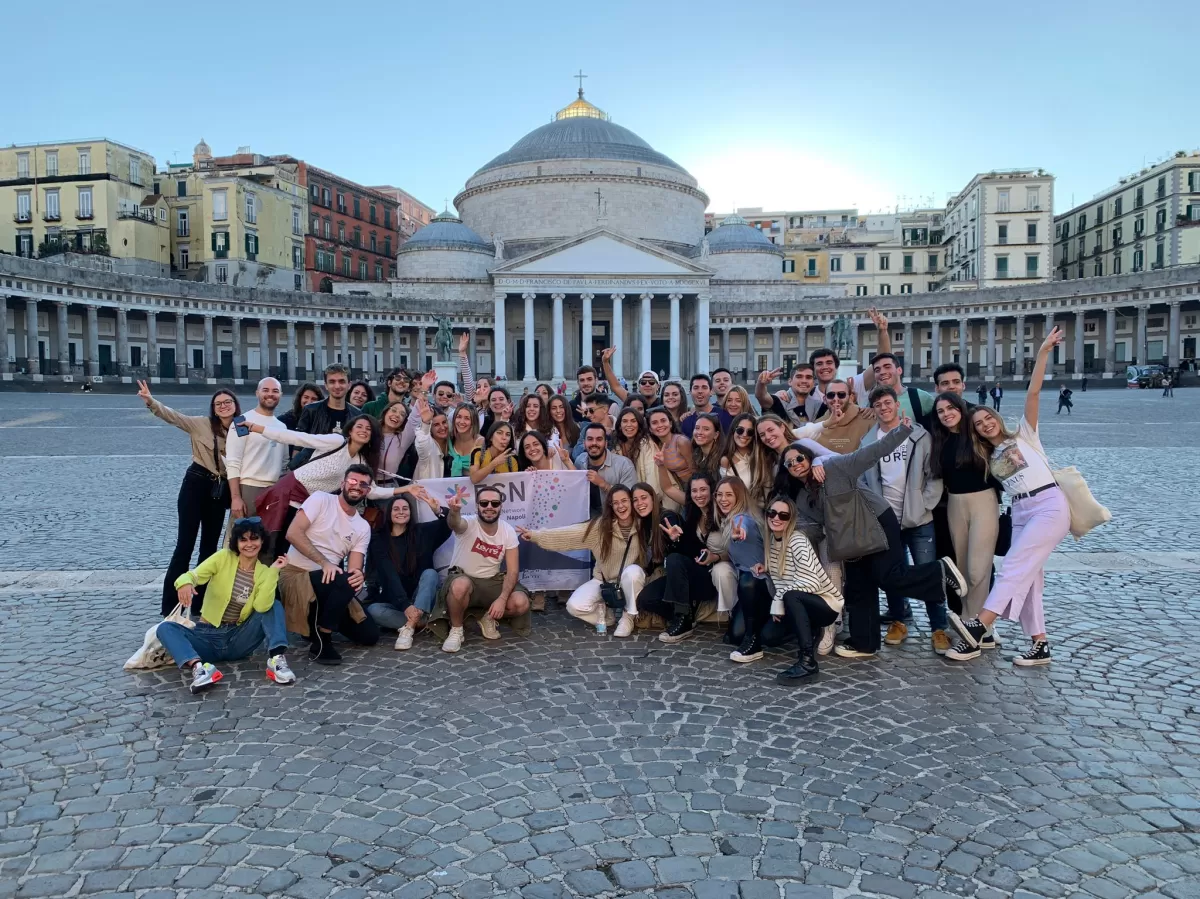 Group of international students Piazza del Plebiscito