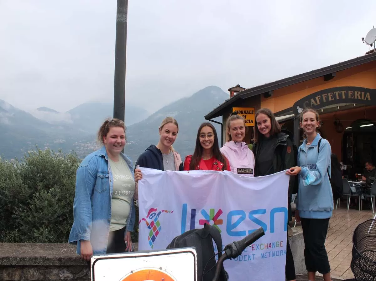 Erasmus students with the Esn flag