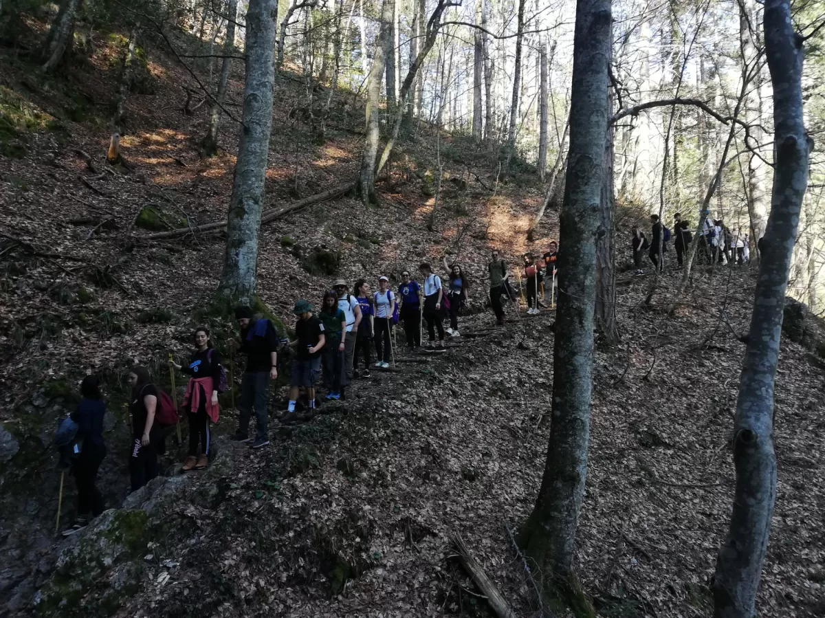 Students hiking in Olympus Mountain