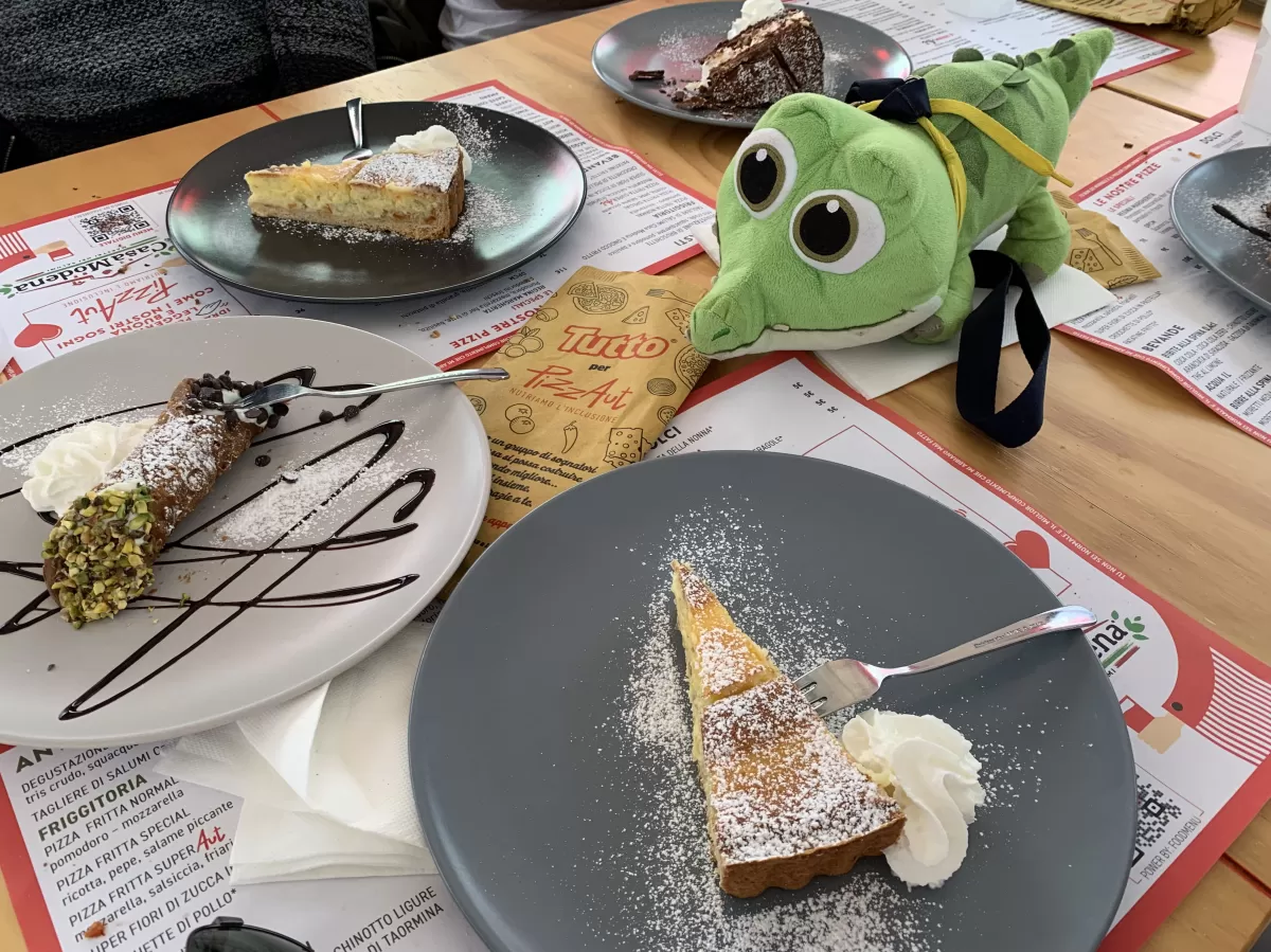 Cocco, our mascotte, tasting desserts