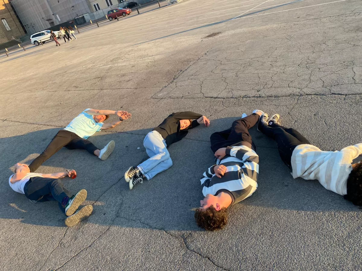 Players writing ESN with their bodies as part of a challange