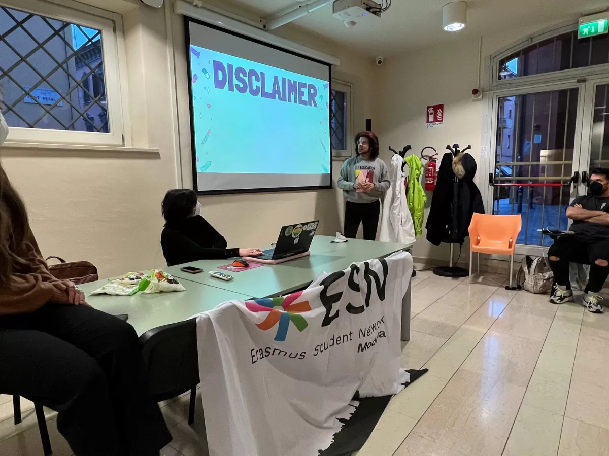 Our volunteer making the PPT presentation (with the ESN flag)