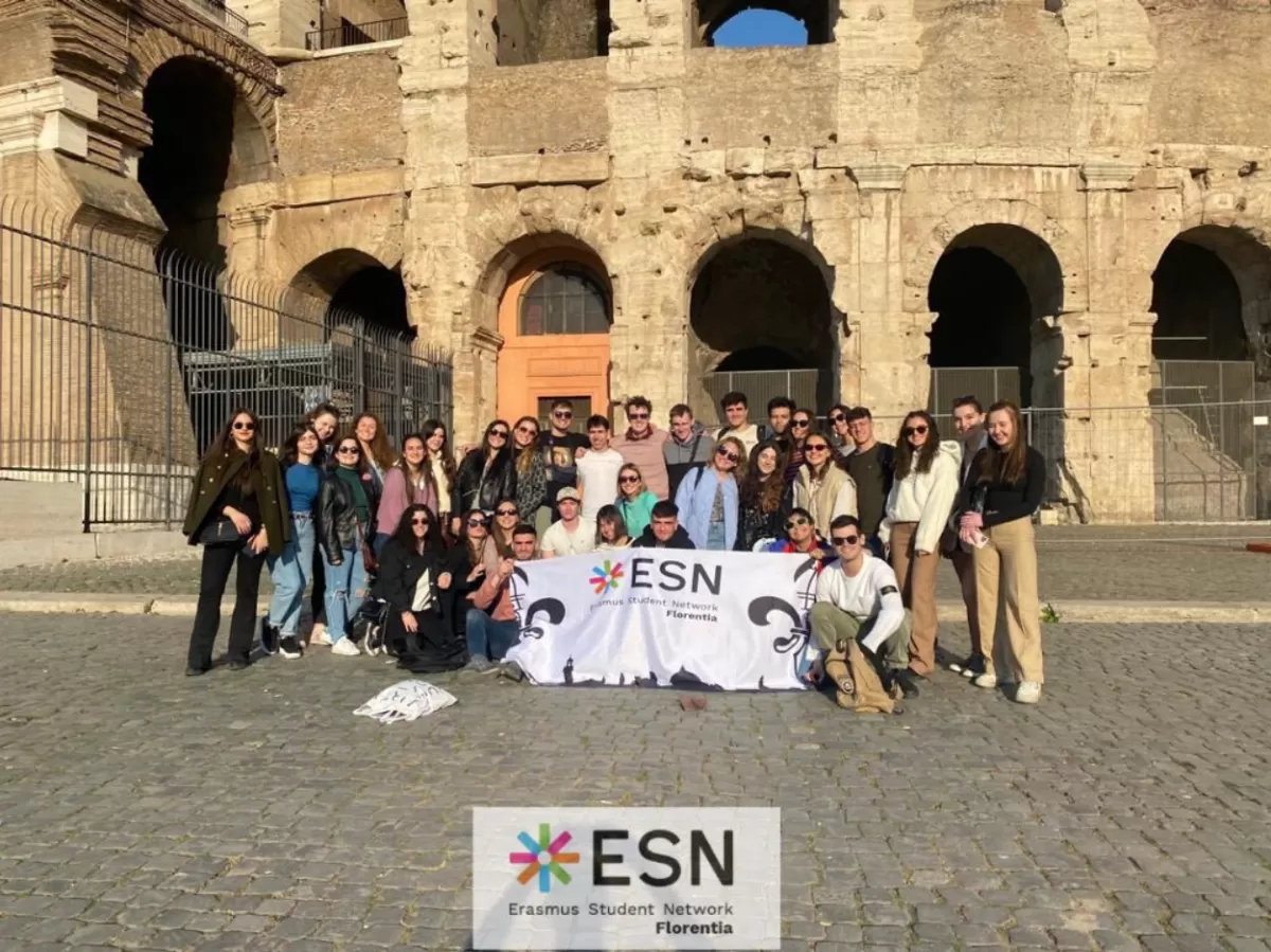 Group of international students Colosseum