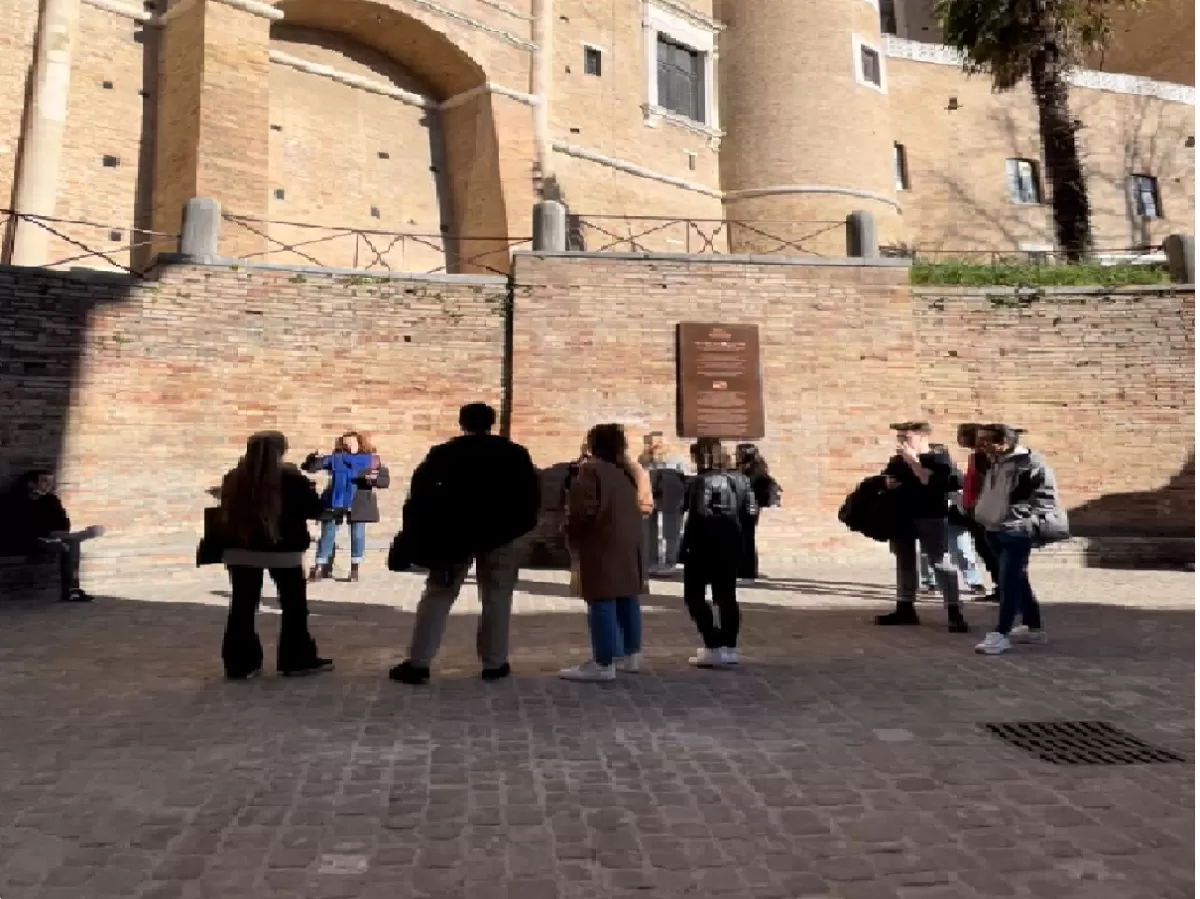 Group of students during a city tour