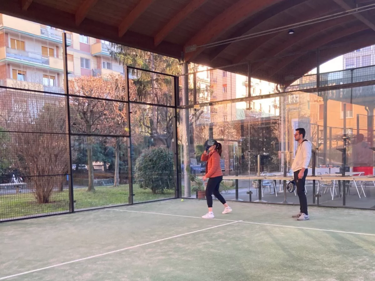 international students playing padel