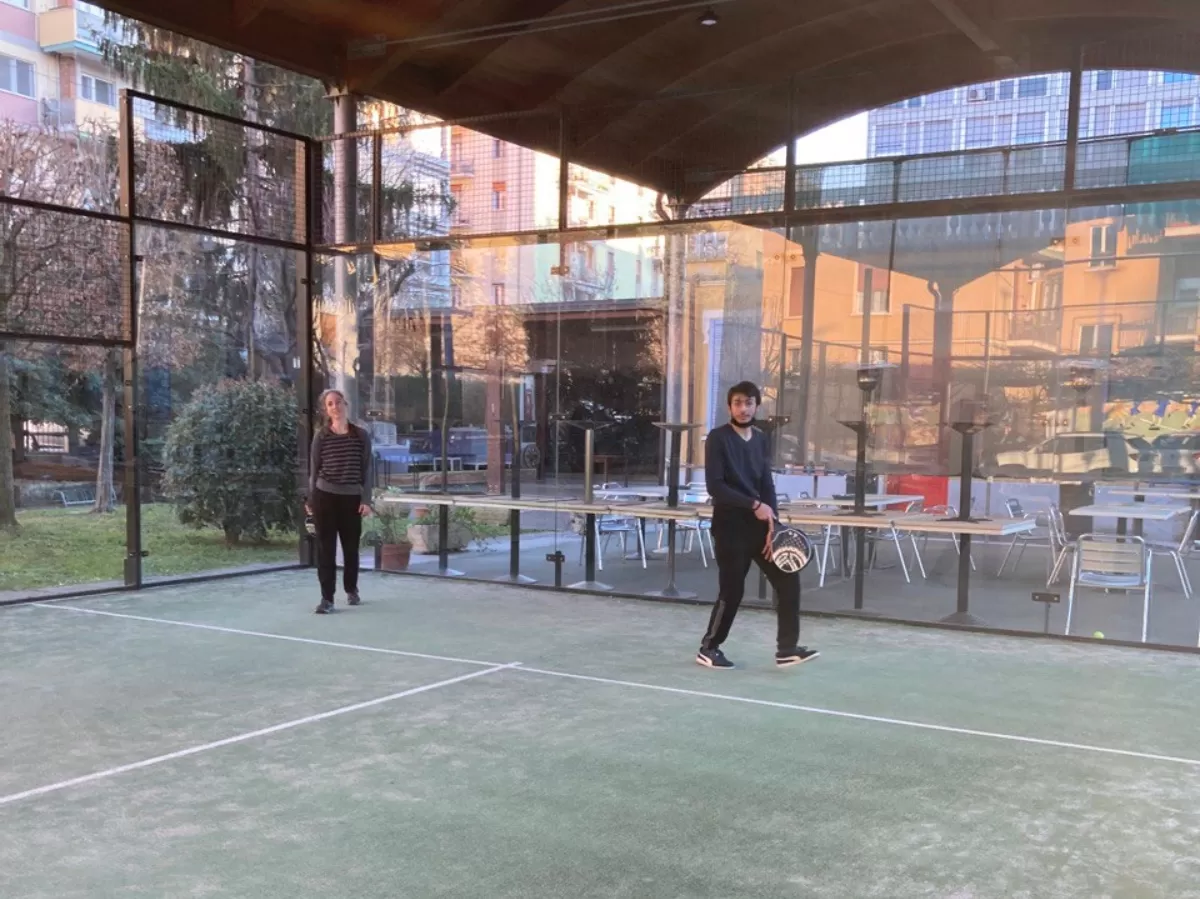 international students playing padel