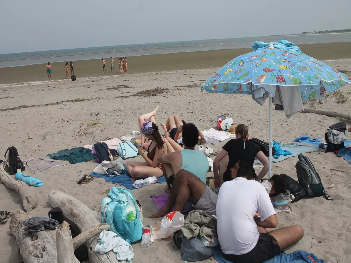International students enjoying the beach