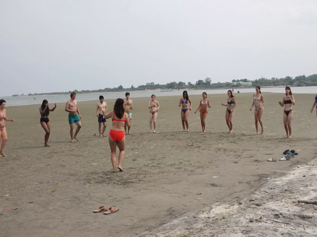 International students enjoying beach activities