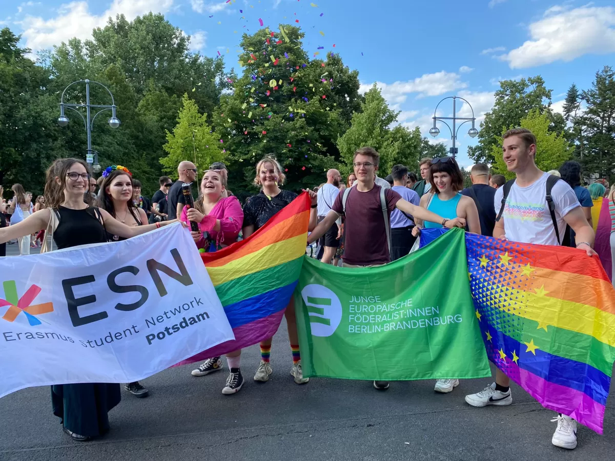 ESN Potsdam and JEF BBB incl. flags on the CSD Berlin