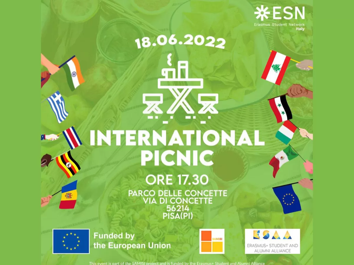 Graphic design of the event: green background with some flags and the information related to the event.
