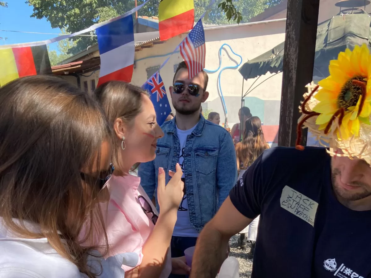 Group of international students enjoying the party