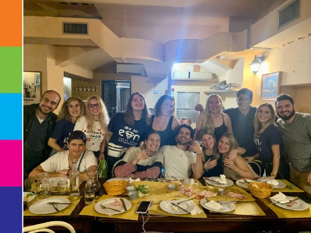 A group of students tasting some typical dishes