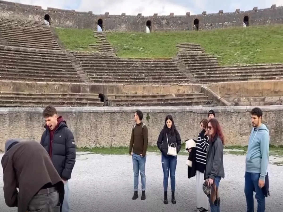 people visiting Pompei