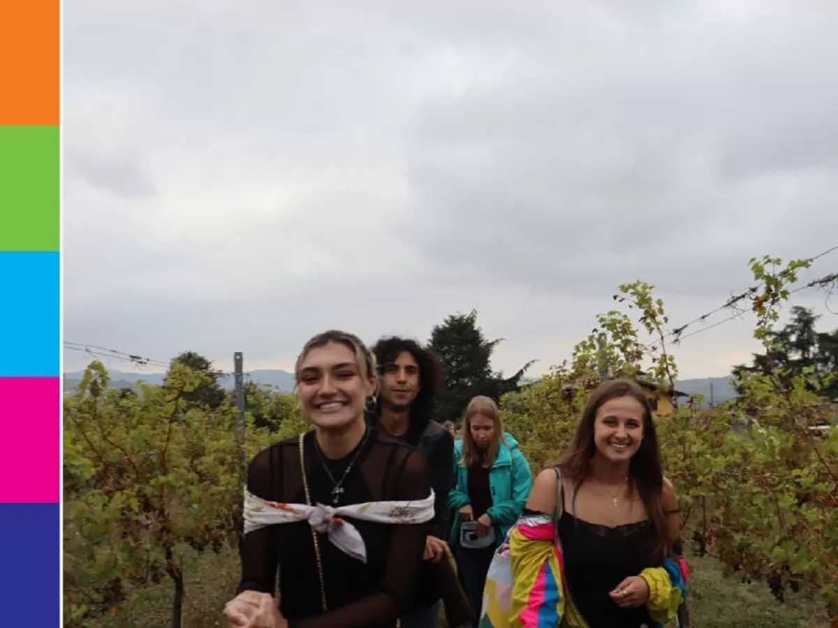 Some students among vineyards