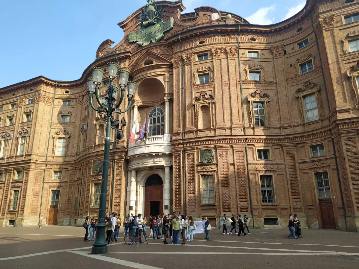 group in front of palazzo carignano