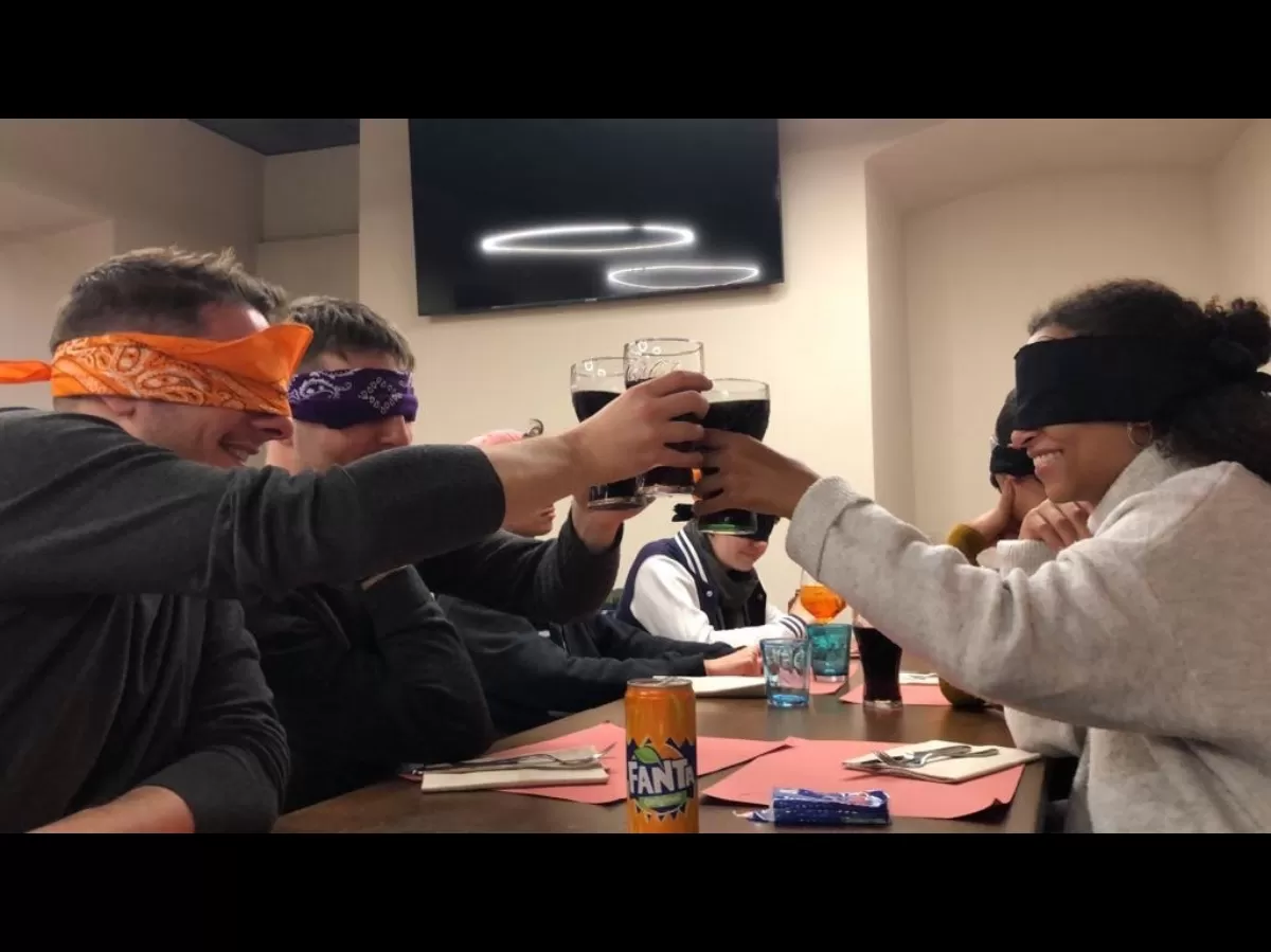 Participants Toasting Blindfolded