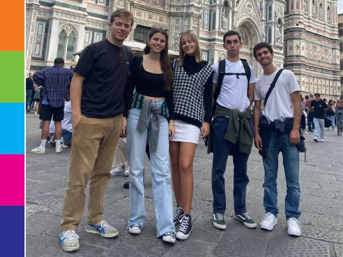 A small group of students in Piazza Duomo