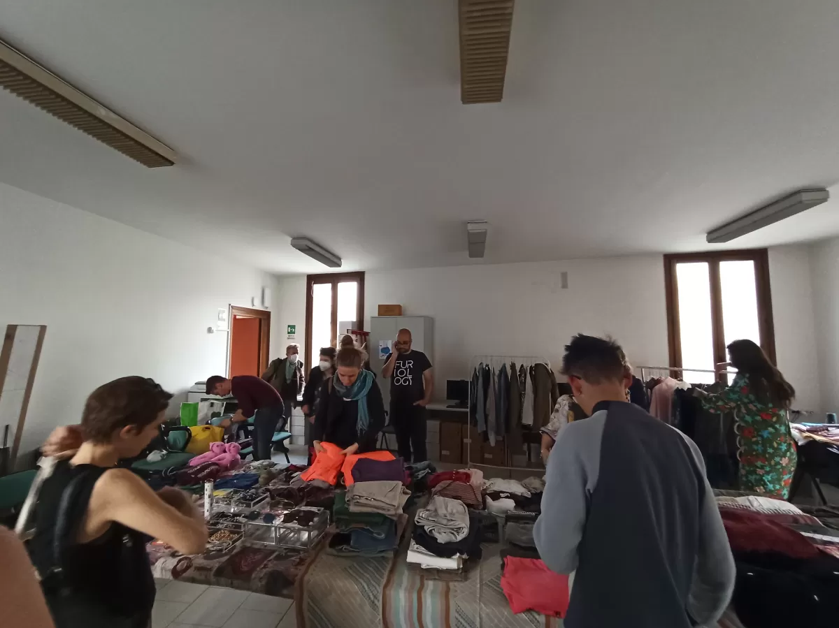 Participants at the Swap Party searching through the Items
