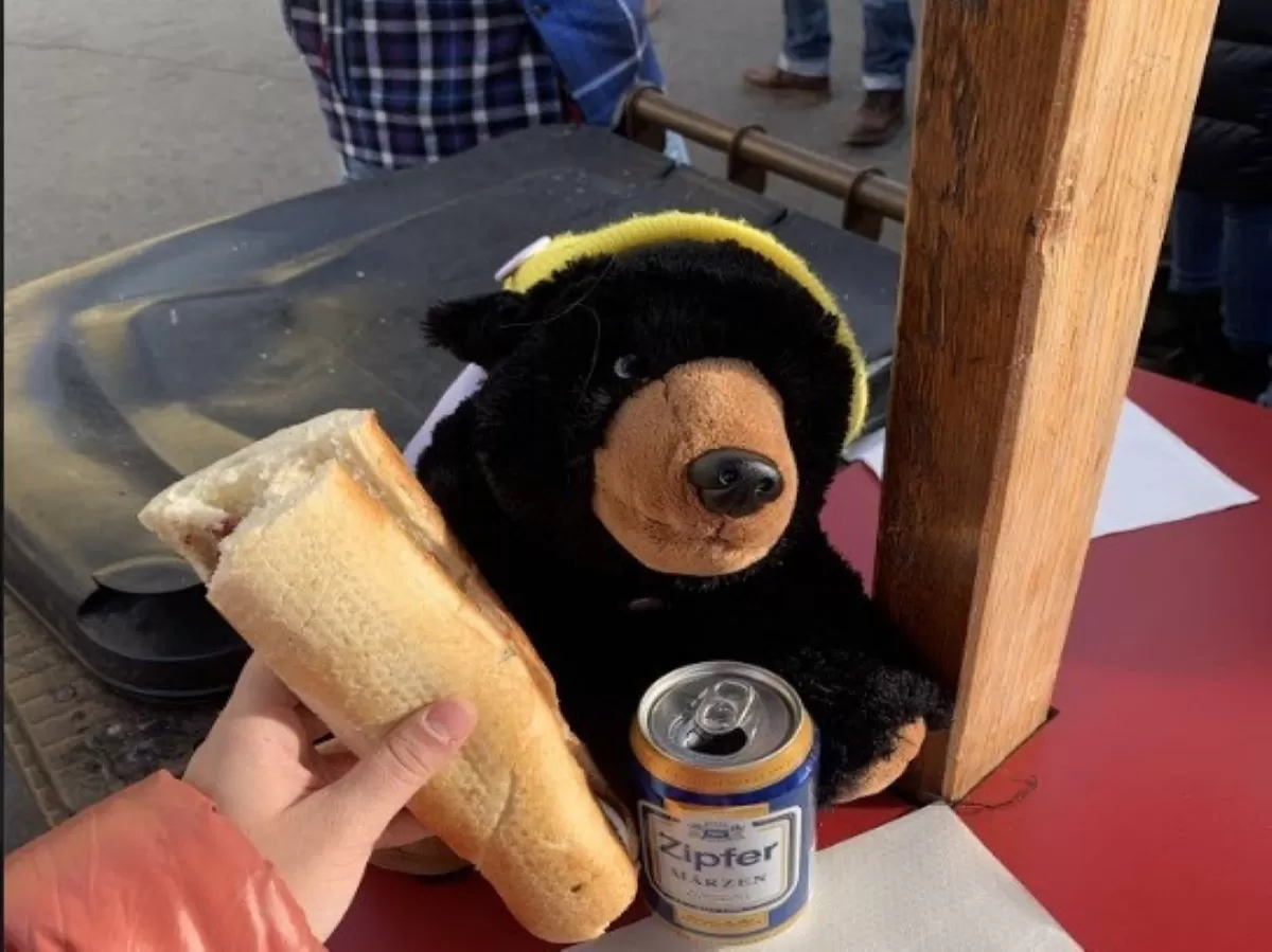Our mascotte enjoying the local traditions.
