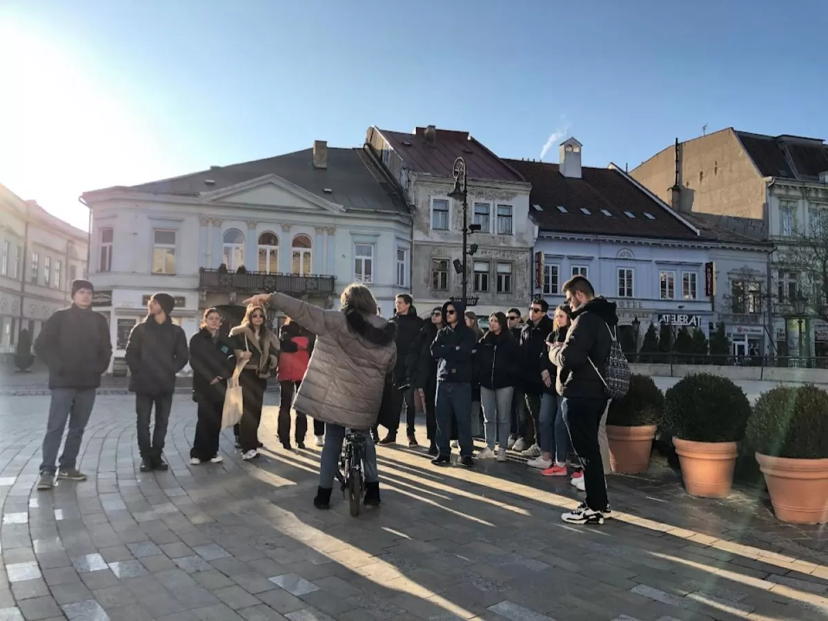 Students enjoying sights of Košice