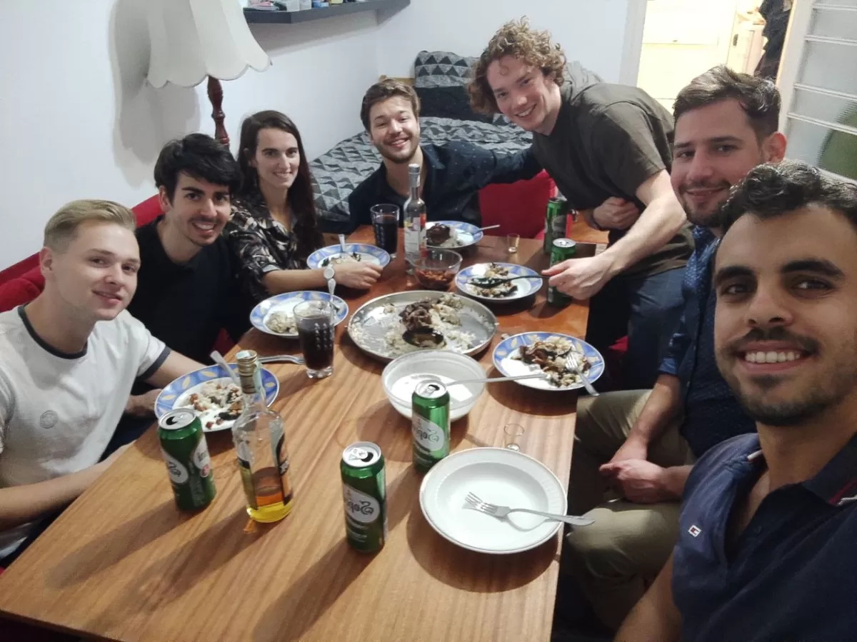 group photo around a table